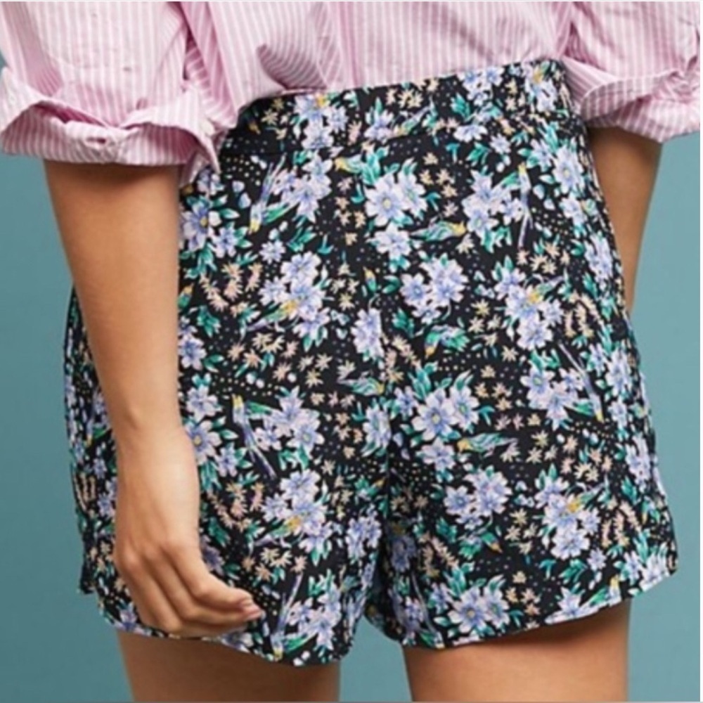 Anthropologie Ett:Twa Black Floral Printed Shorts - Size S - Picture 3 of 5